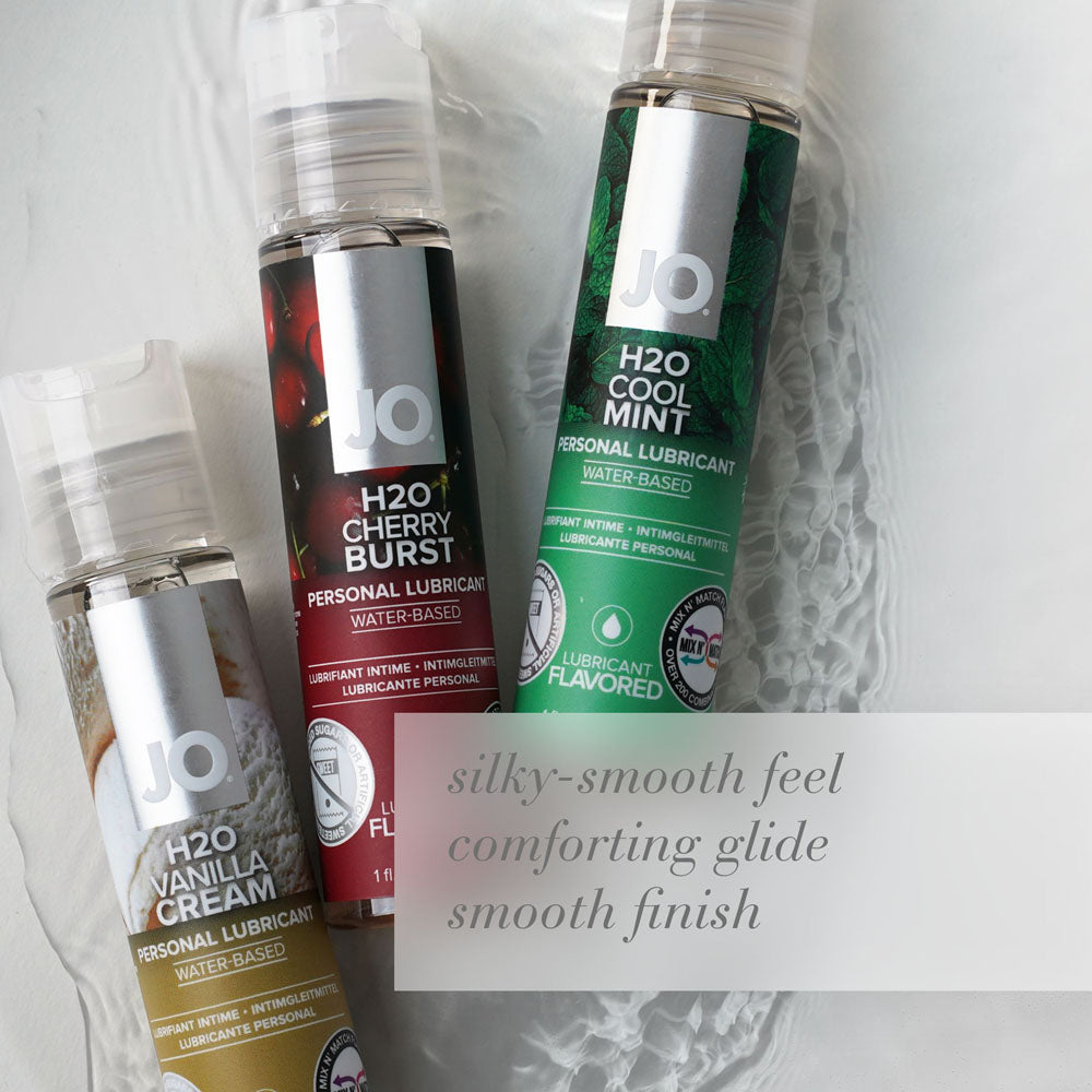 JO H2O Cherry Burst Water-Based Lubricant - 30 mL - Cherry Flavor - Body-Safe Personal Lubricant