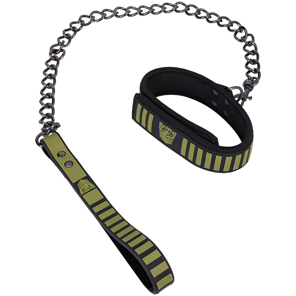 Fort Troff - Tactical Restraint Collar & Leash Set - Black/Green Durable Gear