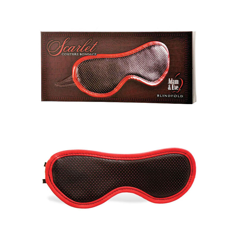Adam & Eve Scarlet Couture Blindfold - Luxurious Black and Red Eye Mask for Enhanced Sensory Experience