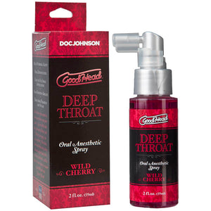 GoodHead Deep Throat Oral Anesthetic Spray with packaging on a white background