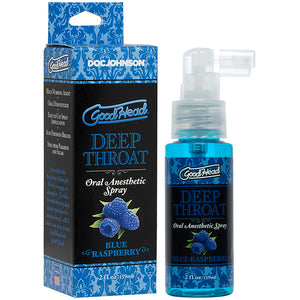 GoodHead Deep Throat Oral Anesthetic Spray packaging and bottle on a white background
