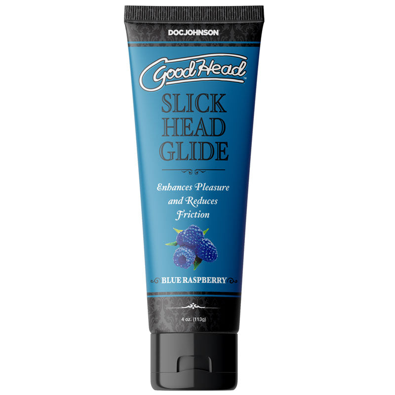 GoodHead Slick Head Glide - Blue Raspberry Flavored Personal Lubricant - 120 ml Tube – Body-Safe & Vegan-Friendly