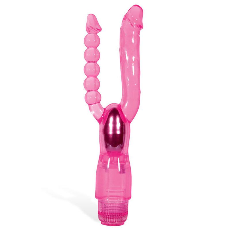 Adam & Eve Dual Action Pleasure Vibrator with Anal Probe – Pink 12 cm (4.75'') Body-Safe Silicone Design (USB Rechargeable)