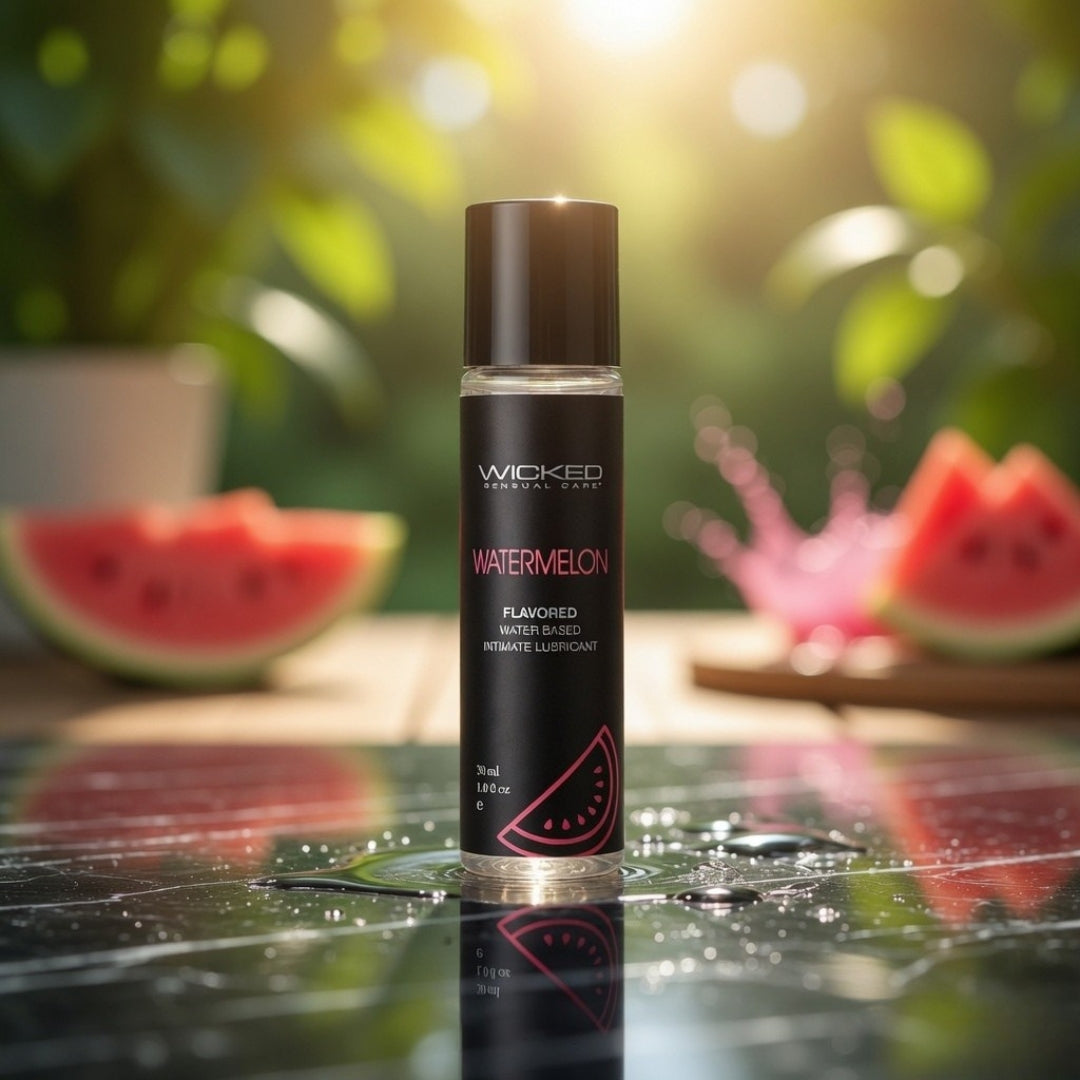 Wicked Aqua Watermelon Flavored Water-Based Lubricant – 30 ml (1 oz) Bottle – Body-Safe and Vegan-Friendly