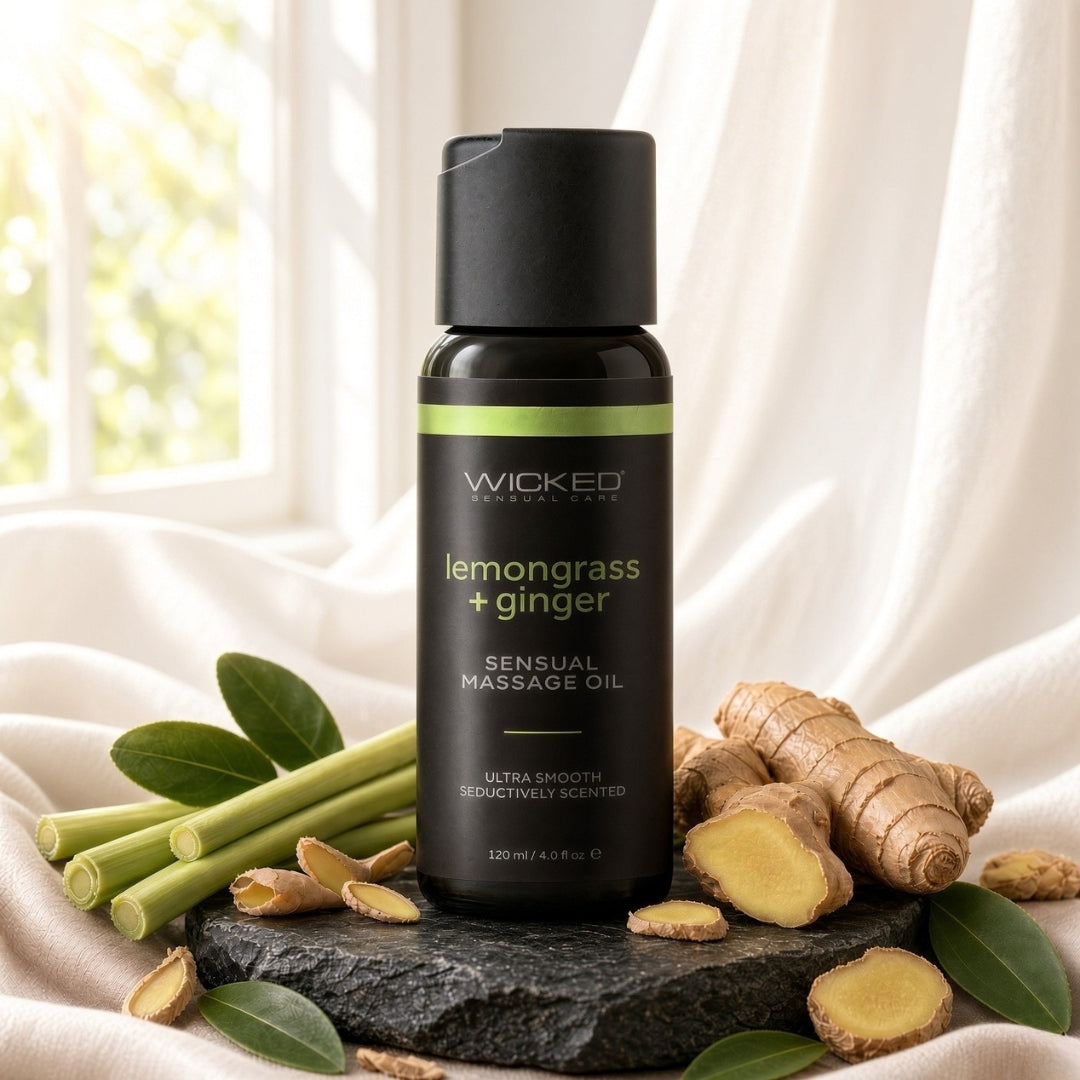 Wicked Sensual Massage Oil - Lemongrass & Ginger - Nourishing Aromatherapy Massage Oil - 120 ml Tube