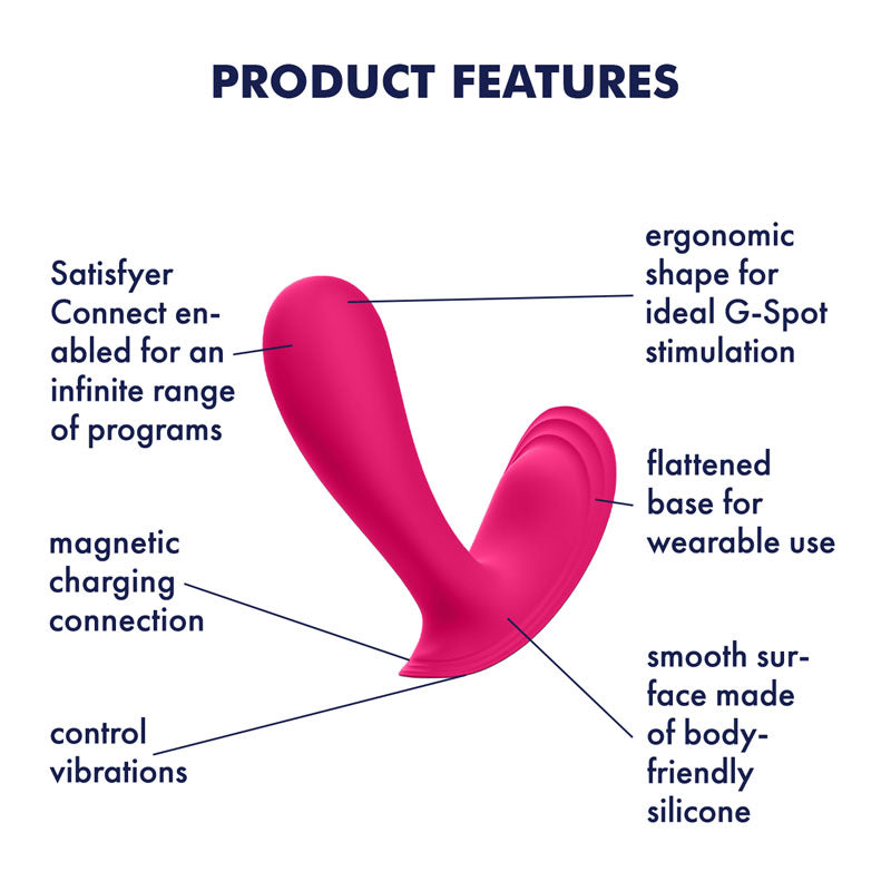 Satisfyer Wearable Vibrator – App Controlled, Body-Safe Silicone – Pink