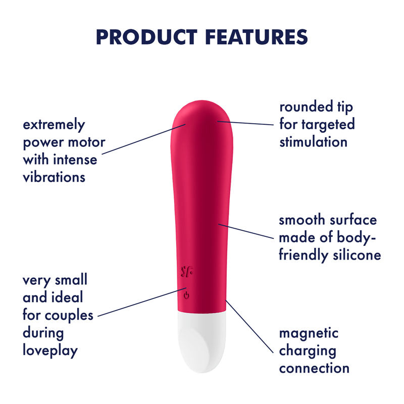 Satisfyer USB Rechargeable Bullet – Body-Safe Silicone – Personal Massager – Red