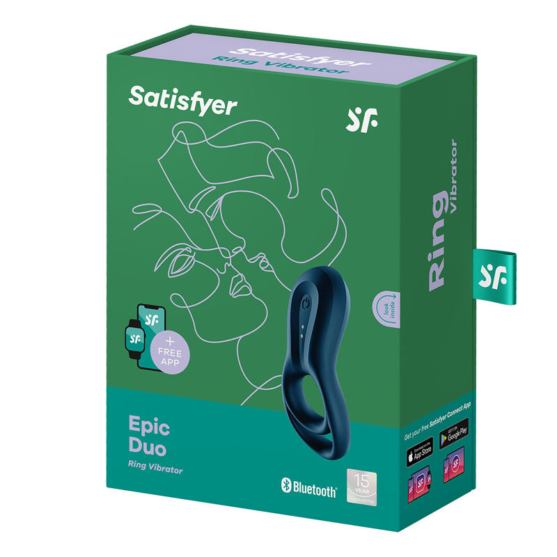 Satisfyer Cock & Balls Ring – USB Rechargeable, App Controlled – Navy Blue