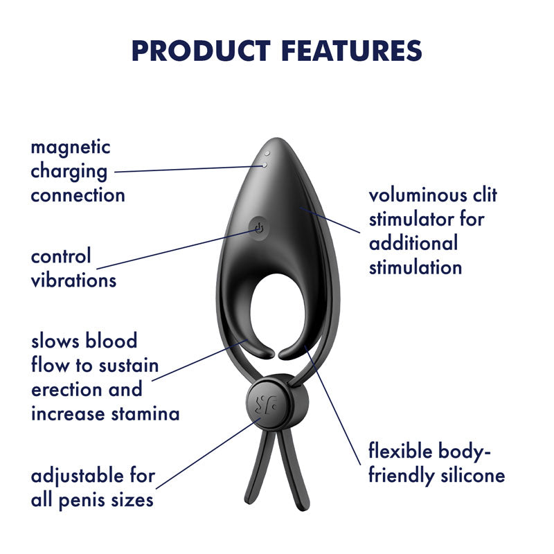 Satisfyer Cock Ring – Adjustable, Body-Safe Silicone – Black
