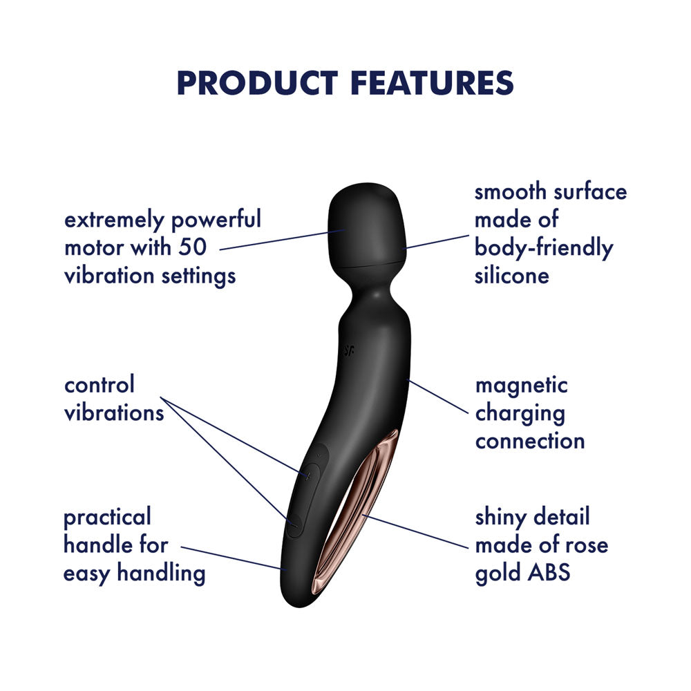 Satisfyer Vibrator – USB Rechargeable, Body-Safe Silicone – Black/Rose Gold