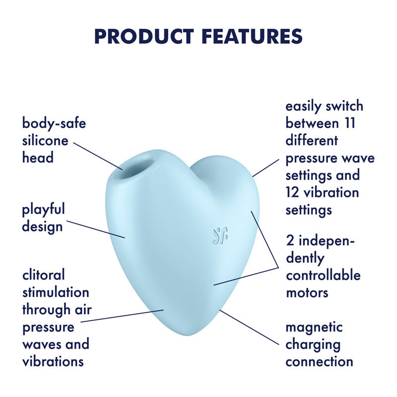 Satisfyer Cutie Heart - Blue - USB Rechargeable Air Pulsation and Vibration Stimulator for Intimate Wellness