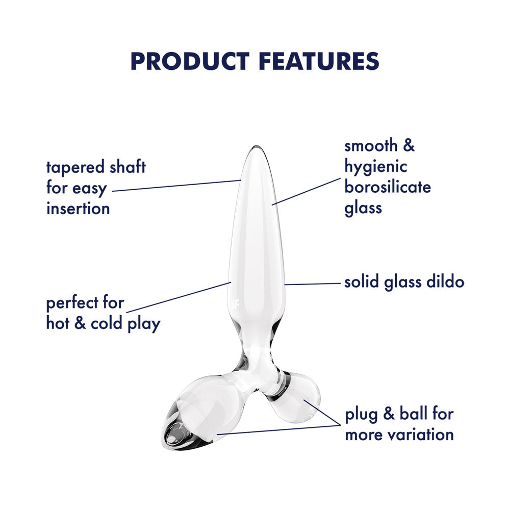 Satisfyer Triple Crystal 2 - Clear Glass 3-in-1 Butt Plug for Enhanced Pleasure (Body-Safe, Versatile Design)