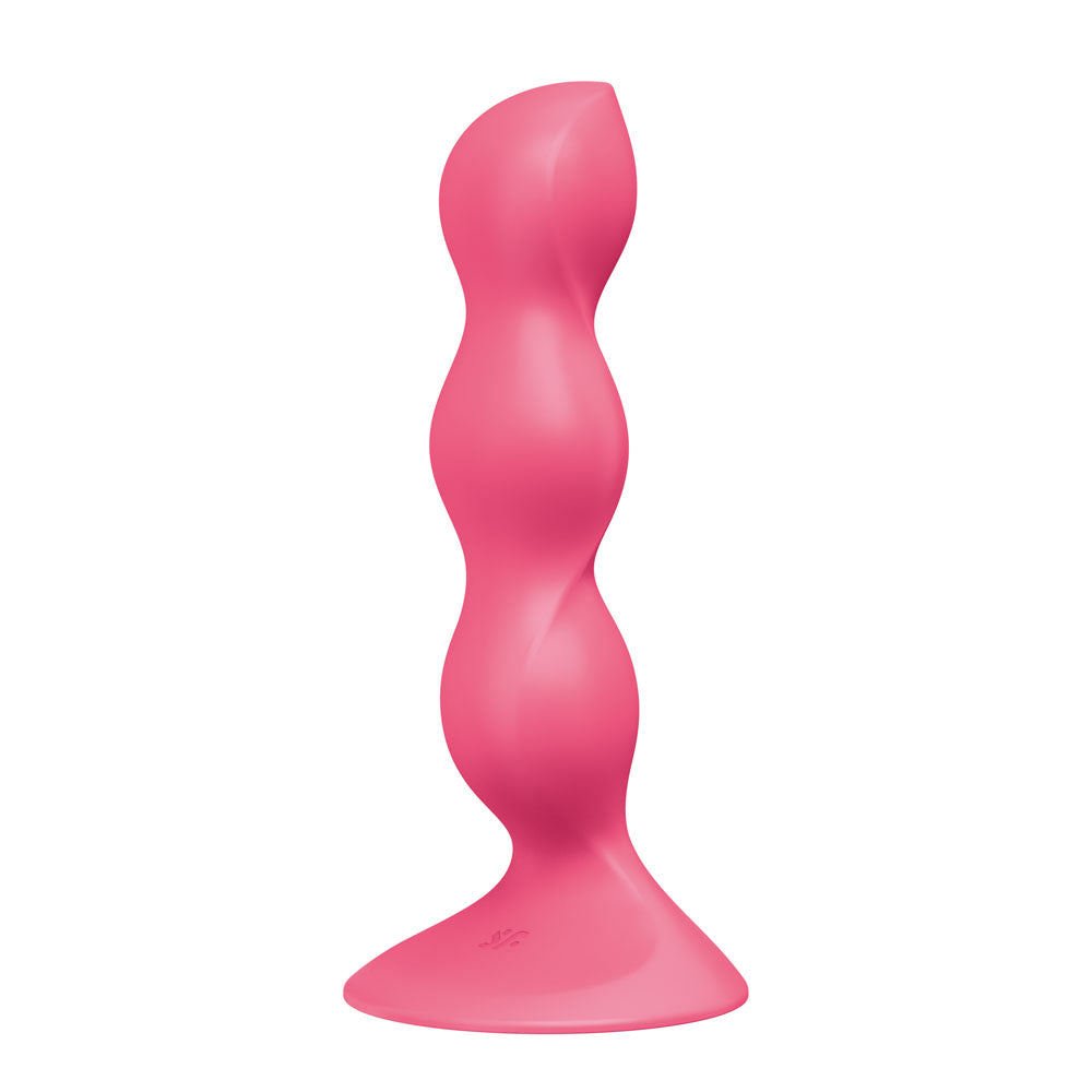 Satisfyer Triple Ball-R Beaded & Weighted Dildo – Red (18 cm, Body-Safe Silicone, USB Rechargeable)