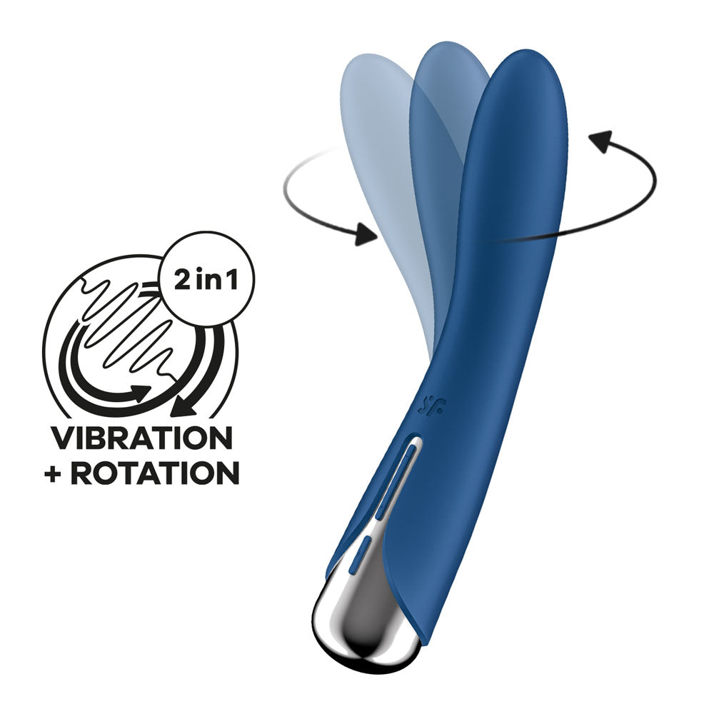 Satisfyer Spinning Vibe 1 - Blue USB Rechargeable Rotating Vibrator (17.8 cm)