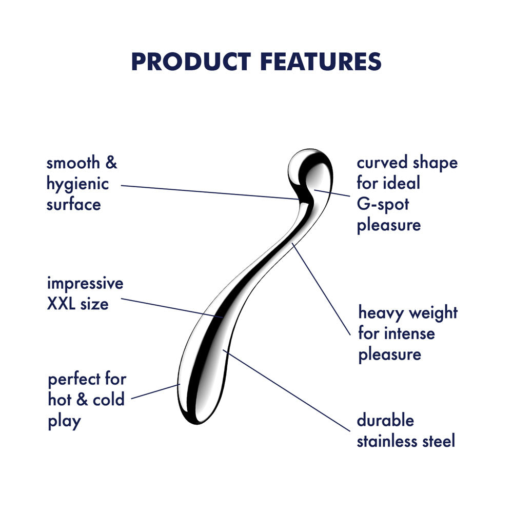 Satisfyer Star Force 4 - Body-Safe Chrome Steel Dildo (26 cm, USB Rechargeable)