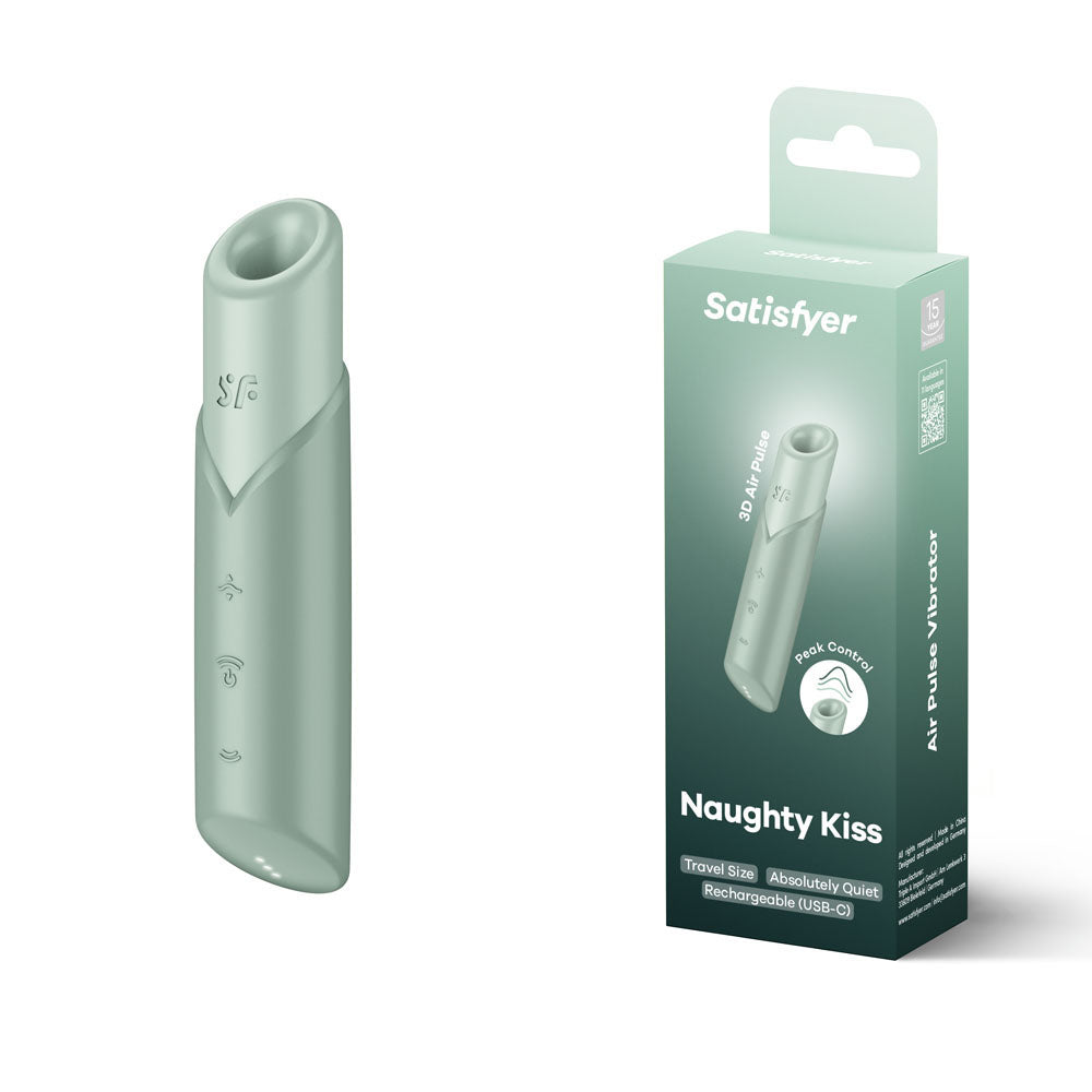 Satisfyer Naughty Kiss Mint Green USB Rechargeable Air Pulse Stimulator