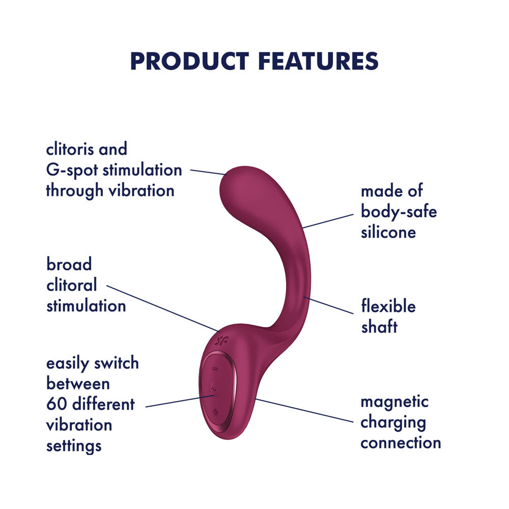 Satisfyer Vibrator – Rechargeable, Body-Safe Silicone – Wine Red – 18.8 cm