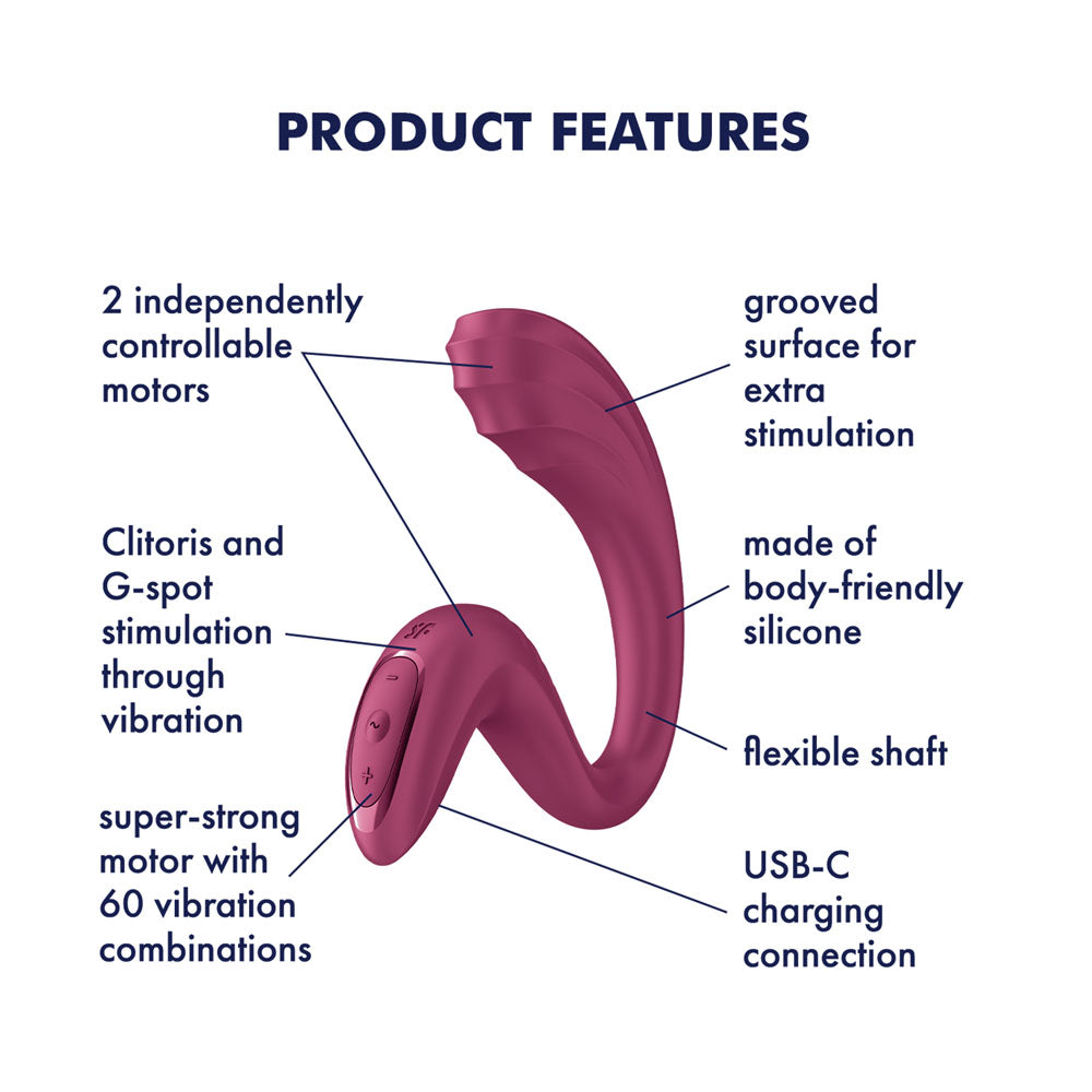 Satisfyer Premium Vibrator – USB-C Rechargeable, Body-Safe Silicone – Wine Red – 16 cm