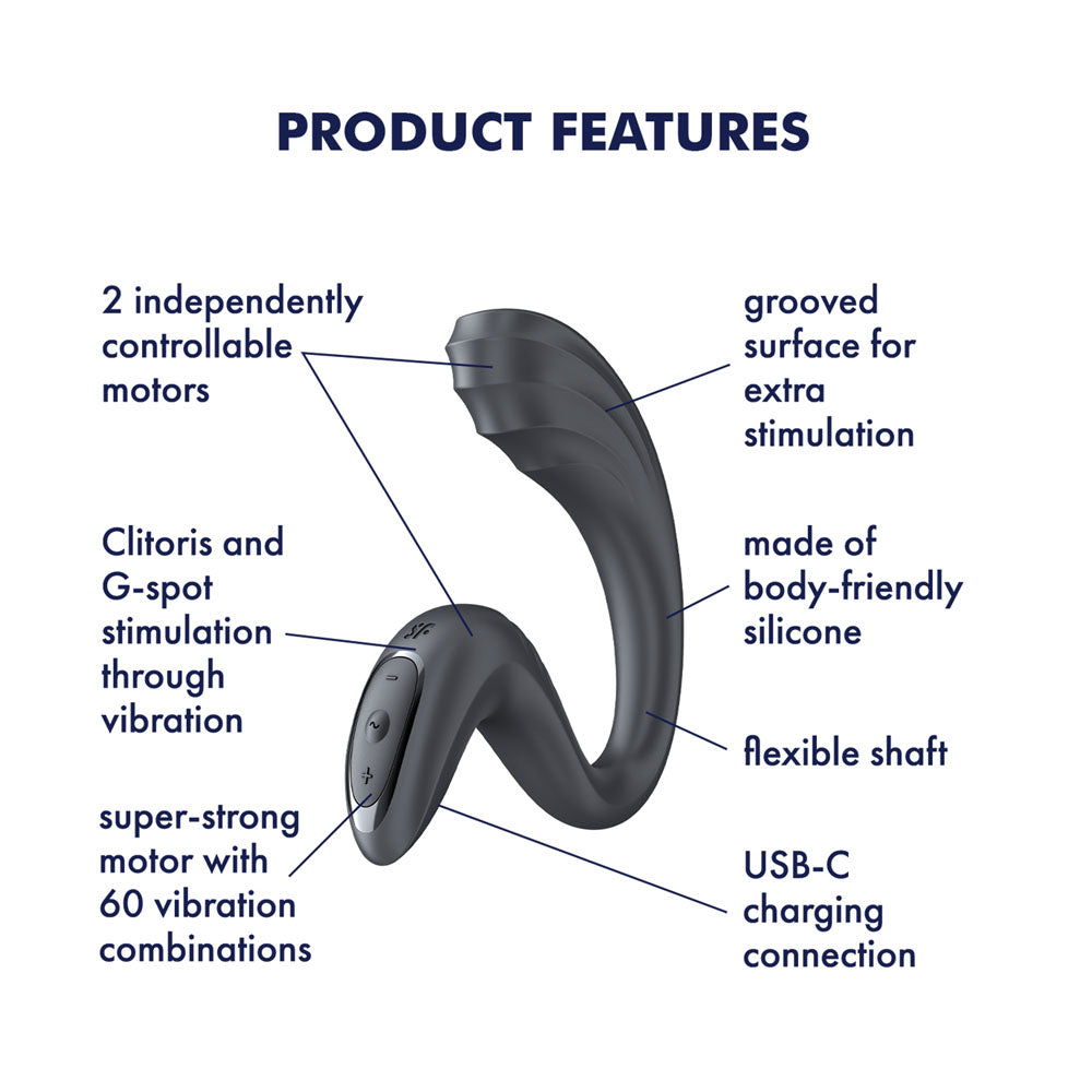 Satisfyer Vibrator – USB-C Rechargeable, Body-Safe Silicone – Grey – 16 cm