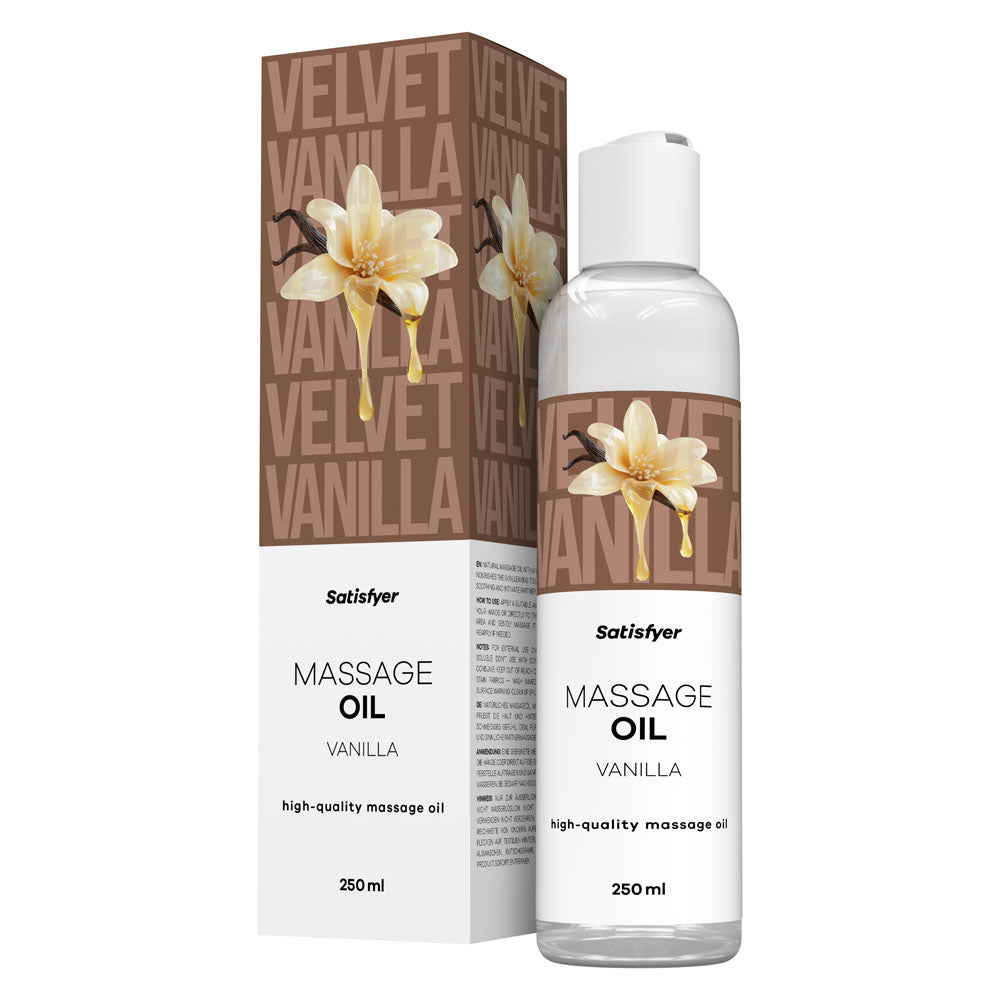 Satisfyer Vanilla Scented Massage Oil - 250 ml Bottle for Relaxation and Wellness