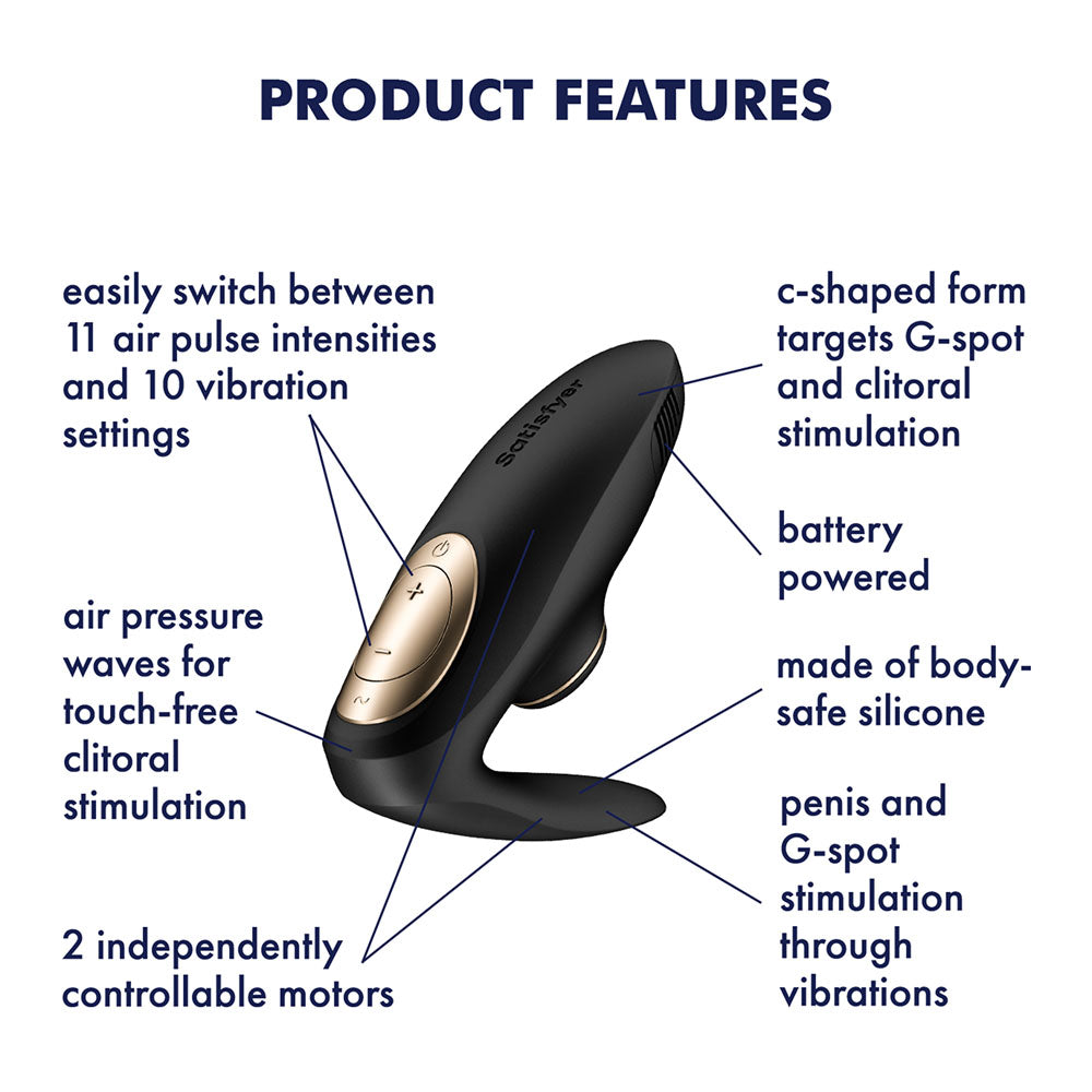 Satisfyer Couples Vibe – U-Shaped, Air Pulsation – Black