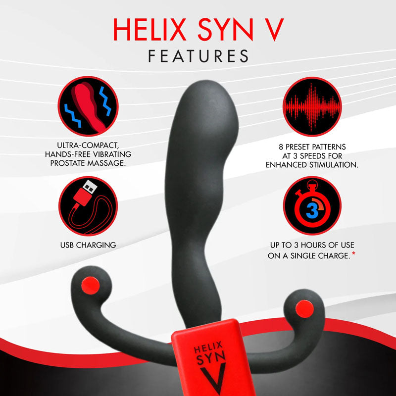 Aneros Helix Syn V Prostate Massager – Black USB Rechargeable with Vibrating Features for Enhanced Wellness