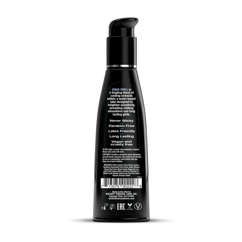 Wicked Aqua Chill Cooling Water-Based Lubricant – 120 ml (4 oz) Bottle – Body-Safe, Long-Lasting, and Refreshing