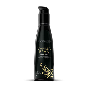 Black bottle of Wicked Vanilla Bean flavored product on a white background