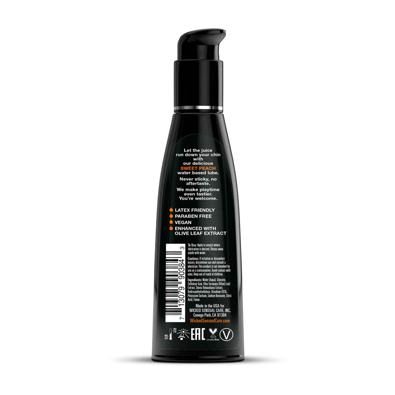 Wicked Aqua Sweet Peach Flavoured Water-Based Lubricant – 120 ml (4 oz) Bottle – Body-Safe & Vegan-Friendly