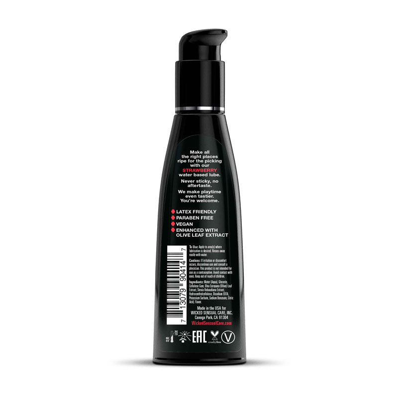 Wicked Aqua Strawberry Flavored Water-Based Lubricant – 120 ml (4 oz) Bottle – Body-Safe & Smooth Glide
