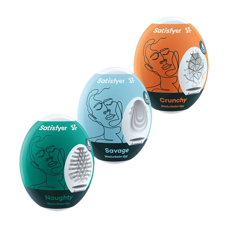 Satisfyer All-in-One Stroker Egg Set - Mixed 3 Pack of Body-Safe Sleeves for Enhanced Pleasure