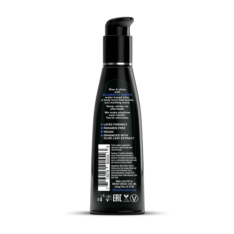 Wicked Aqua Blueberry Muffin Flavoured Water-Based Lubricant – 120 ml (4 oz) Bottle – Body-Safe, Vegan & Paraben-Free