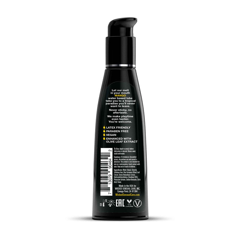 Wicked Aqua Mango Flavored Water-Based Lubricant – 120 ml (4 oz) Bottle – Body-Safe, Vegan-Friendly Formula