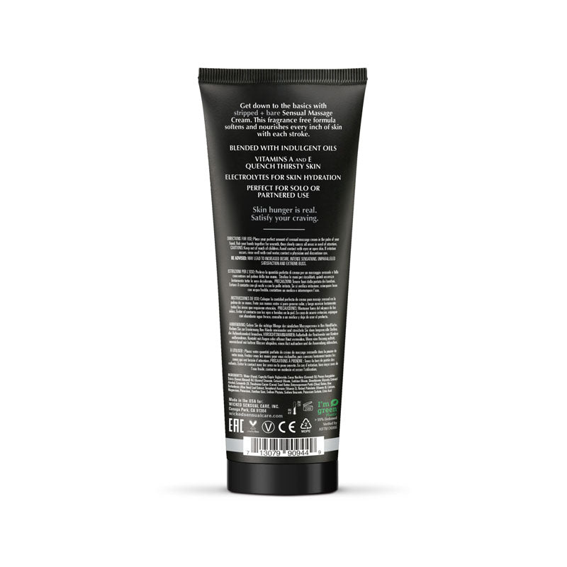 Wicked STRIPPED + BARE Body-Safe Unscented Massage Cream – 120 ml Tube for Ultimate Relaxation
