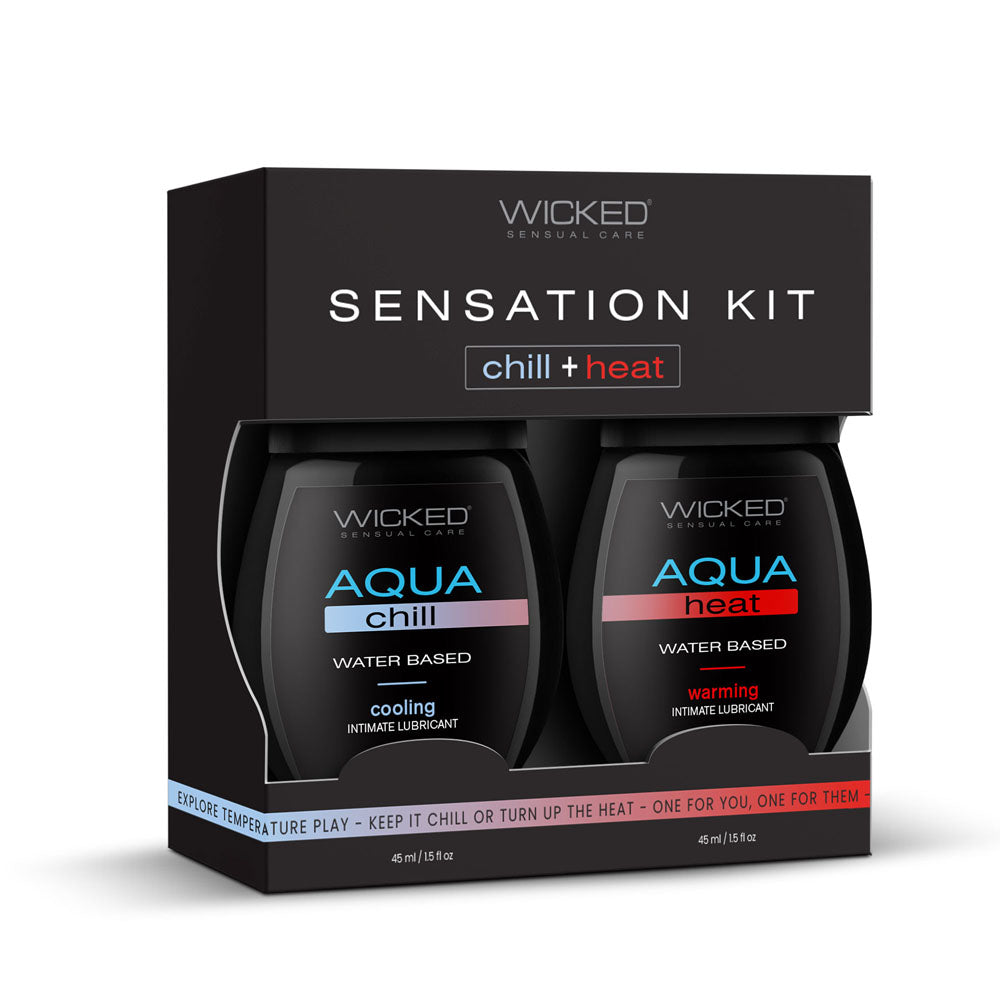 Wicked Sensation Kit - Dual Action Warming & Cooling Water-Based Lubricants - 2 x 120 ml Bottles for Enhanced Intimacy