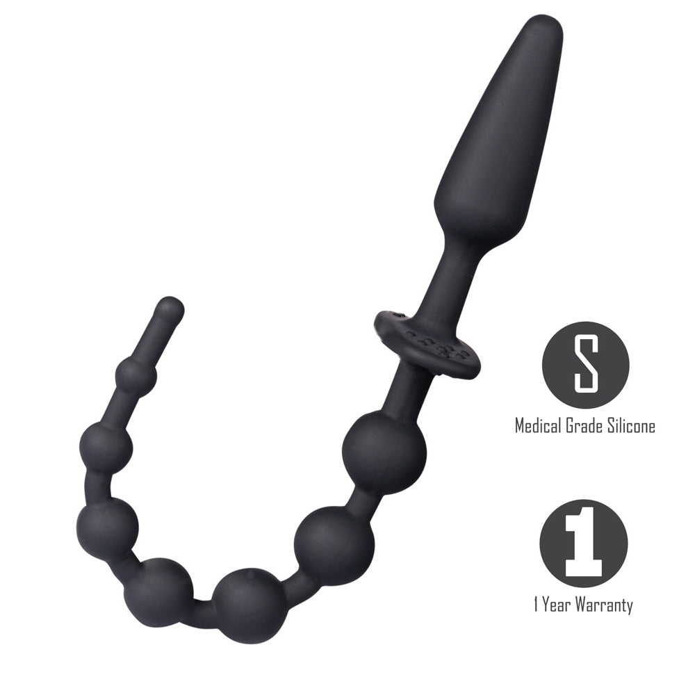 Maia SORRA - Body-Safe Black Anal Plug with Beads for Enhanced Pleasure (Non-Toxic, 10 cm)