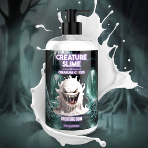 Bottle of 'Creature Slime' with a dark green background