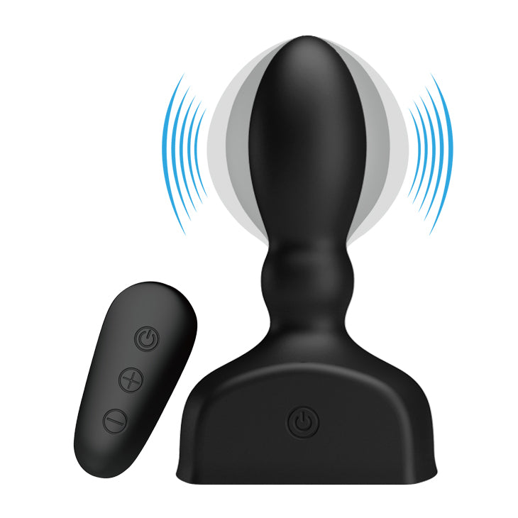 MR PLAY Inflatable Anal Plug - Black USB Rechargeable Wireless Remote-Controlled Anal Toy