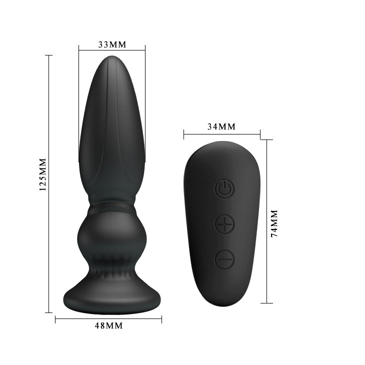 MR PLAY Rechargeable Powerful Vibrating Anal Plug - 12.5 cm Black Remote-Controlled Wellness Toy