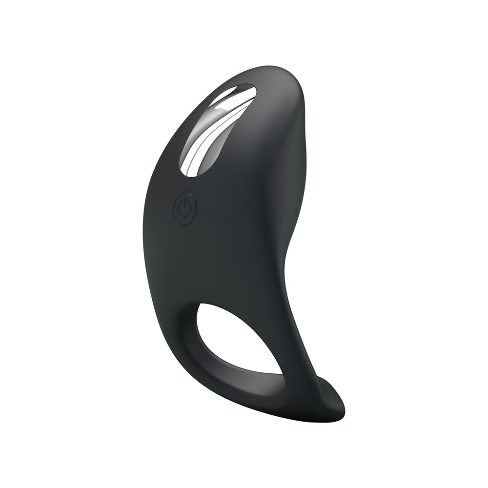 Rechargeable Party Up KING Cock Ring - Black (Body-Safe Silicone, USB Rechargeable)