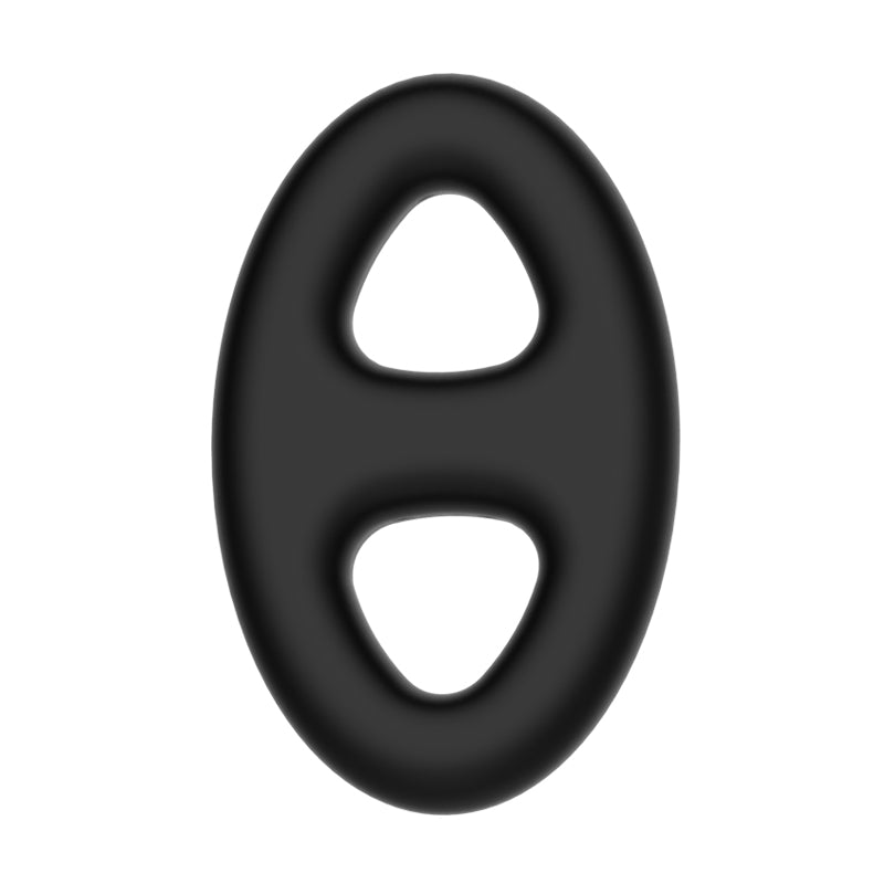 CRAZY BULL Body-Safe Oval Cock & Ball Ring - Black (Comfort Fit, Adjustable Size)