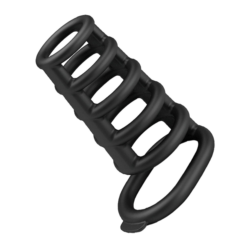 Party Up KIM Body-Safe Cock Cage - Black Adjustable Ring for Enhanced Stimulation