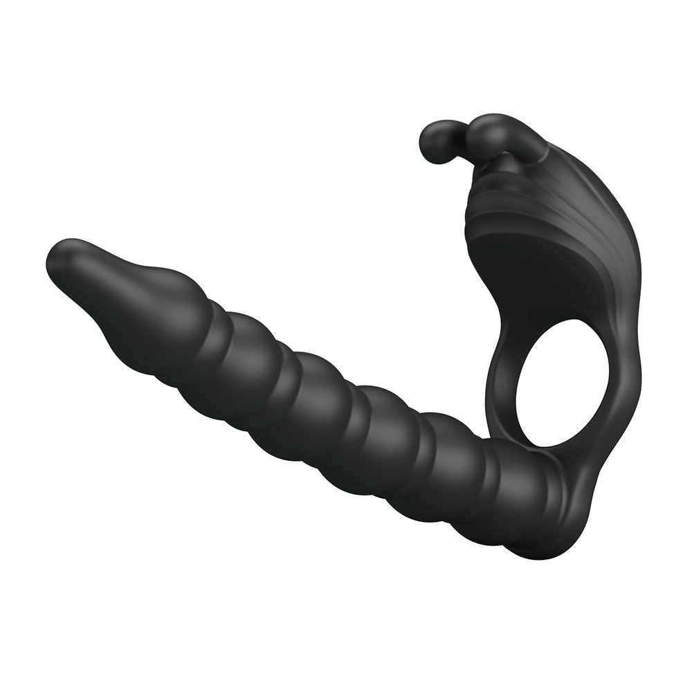 Party Up MARCUS Vibrating Cock Ring & Anal Plug - Black USB Rechargeable Double Penetrator for Enhanced Pleasure