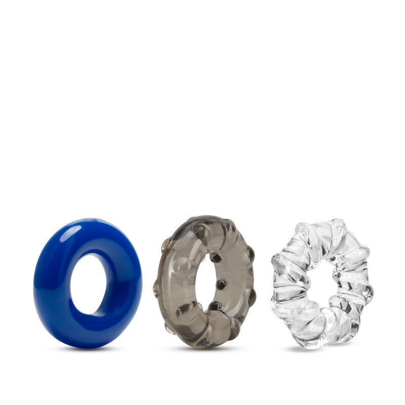 Stay Hard Triple Stretch Cock Rings Set – 3 Vibrant Colors for Enhanced Performance (Body-Safe, Comfortable Fit)