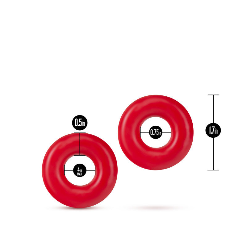 Stay Hard - Oversized Red Donut Cock Rings – Set of 2 for Enhanced Performance (Body-Safe Silicone, Comfortable Fit)