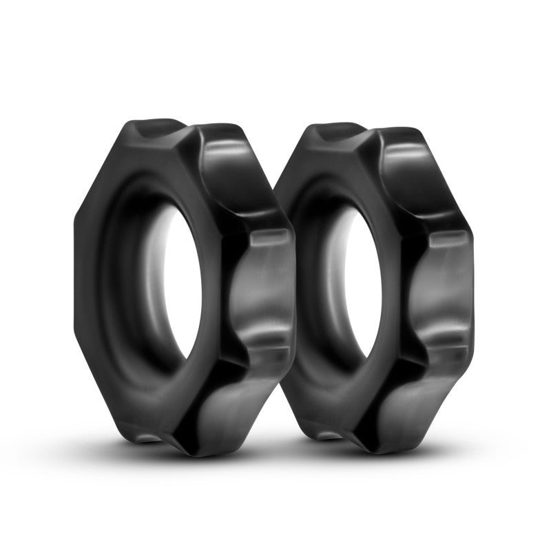 Stay Hard Nutz - Dual Black Cock Ring Set for Enhanced Stamina and Pleasure (Body-Safe, Adjustable Fit)
