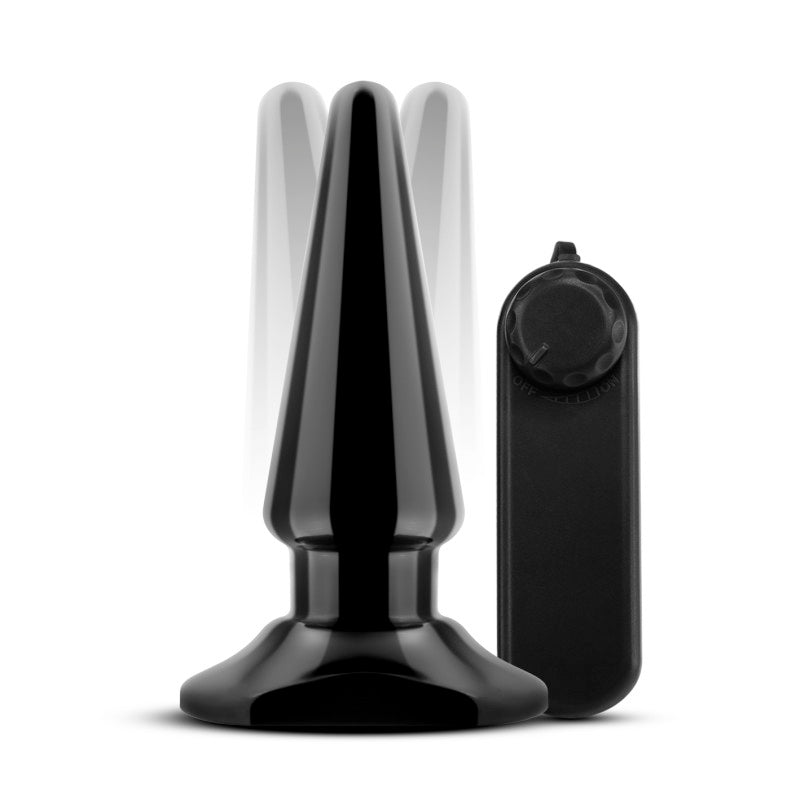 Anal Pleasures Basic Vibrating Butt Plug - Black (10.1 cm, Body-Safe, USB Rechargeable)
