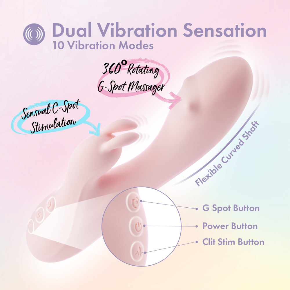 Play With Me - Fairy Flutter - Pink 19.7 cm USB Rechargeable Rabbit Vibrator - Body-Safe Silicone for Ultimate Pleasure