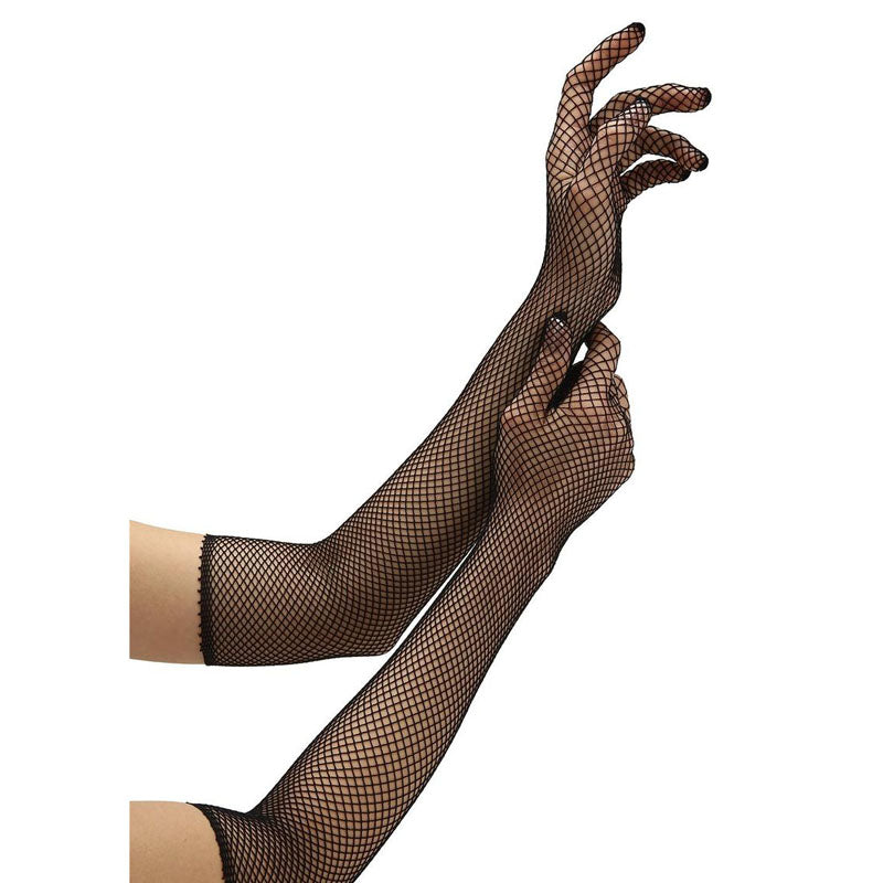 Baci White Label Fishnet Opera Gloves – Elegant Black Design (Stylish, Versatile, Gender-Neutral)