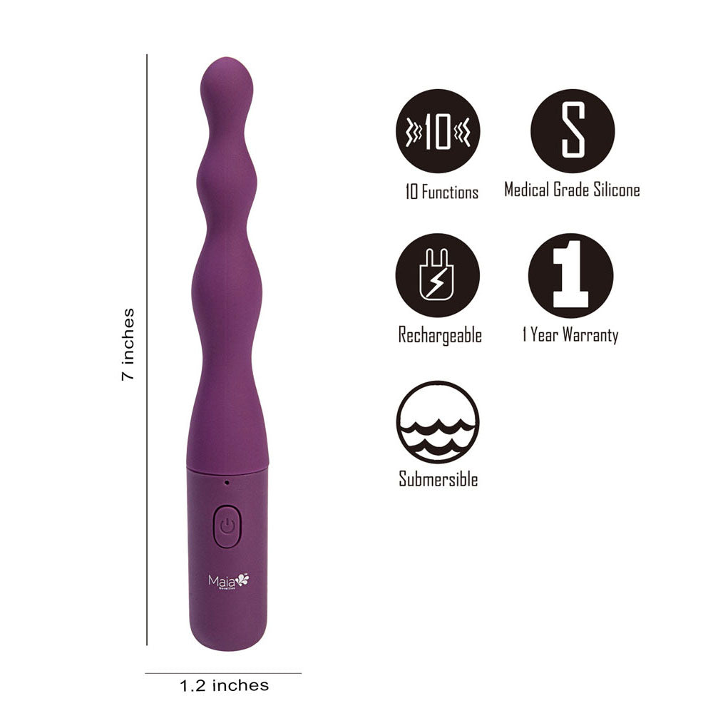 Maia DANI - Purple 17.8 cm Body-Safe USB Rechargeable Beaded Vibrator for Wellness and Pleasure